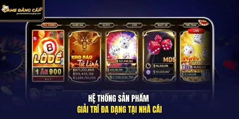 Hệ thống sản phẩm giải trí đa dạng tại nhà cái